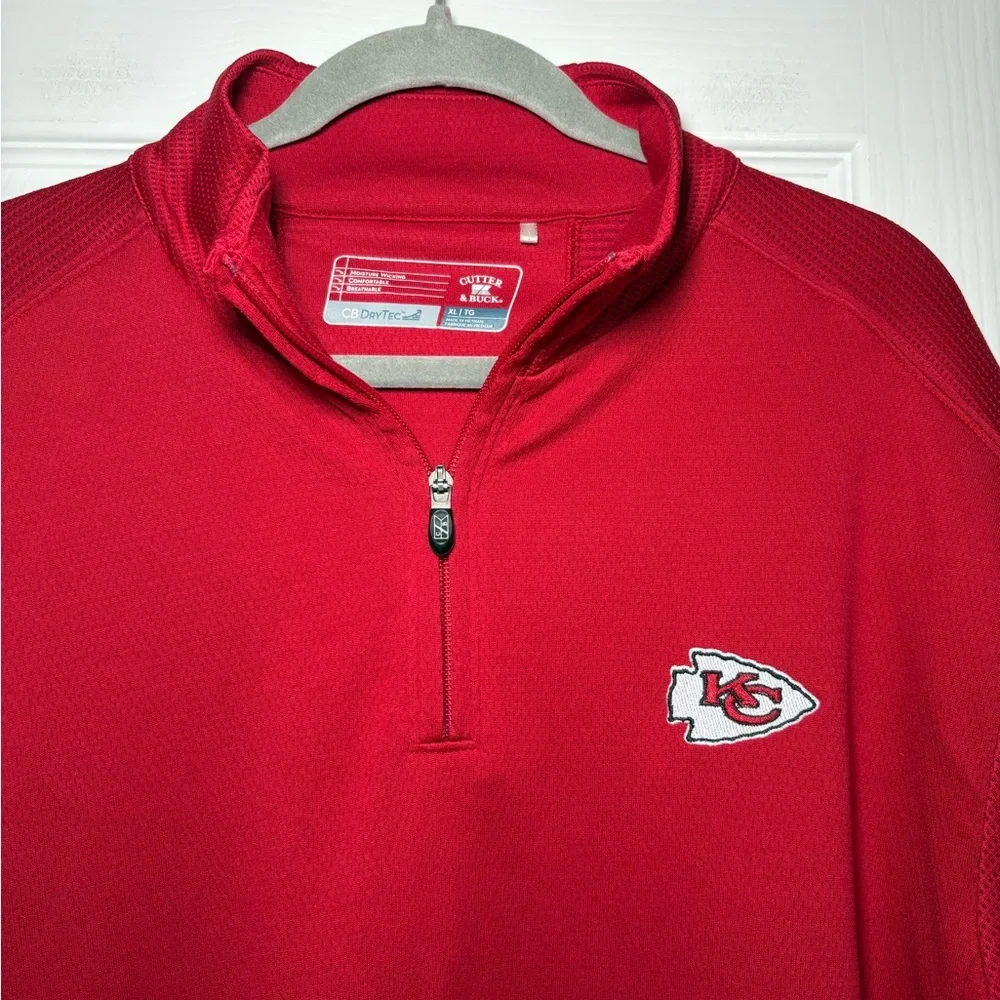 Cutter & Buck Kansas City Chiefs Red‎ CB DryTec Quarter Zip Pullover XL